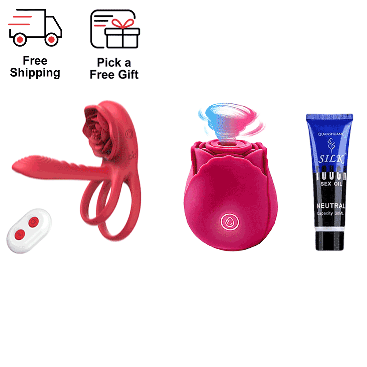 Rosethick Dual-Ring Couples Ring with External Massager for Intimate Connection features and controls
