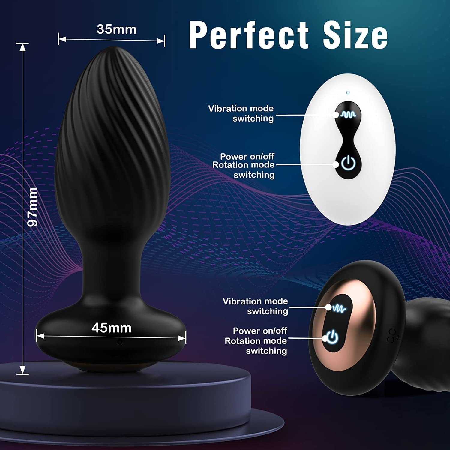 Wireless prostate massager with remote control showing ergonomic design