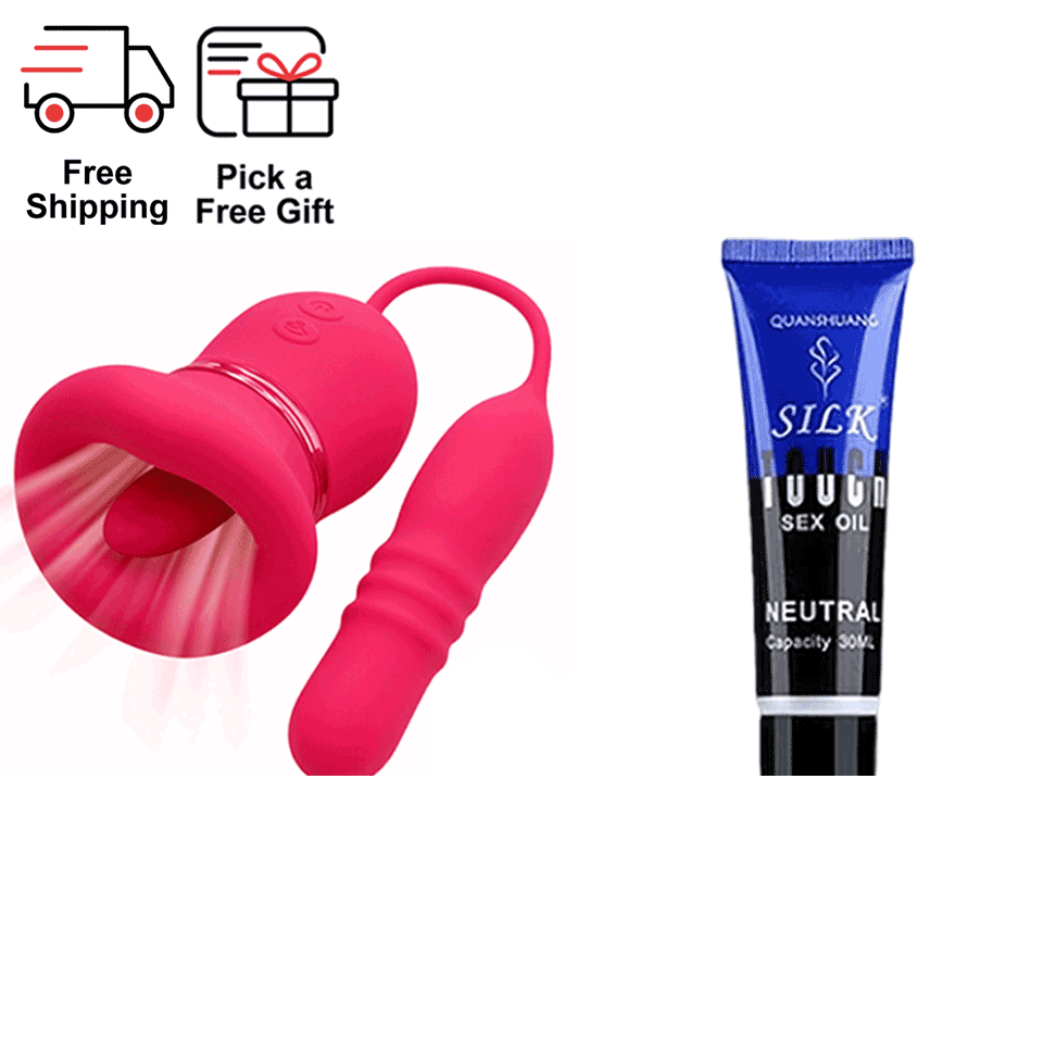 Kissel 5-in-1 Tongue Massager Vibrator with Internal Motion side view and design details