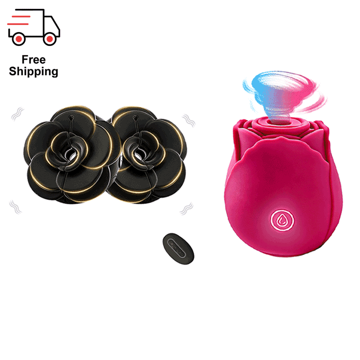 Rosara - Remote Control Vibrating Nipple Clamps Rose Nipple Toys - AnneToys