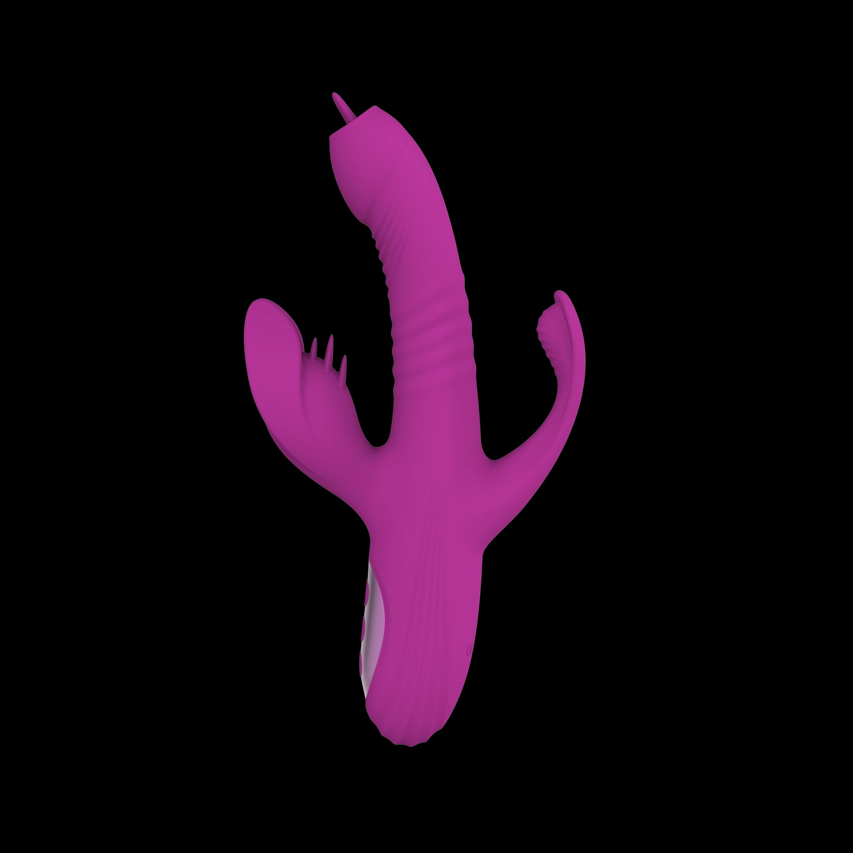 Heating telescopic vibrator showing 4-in-1 functions and sleek design