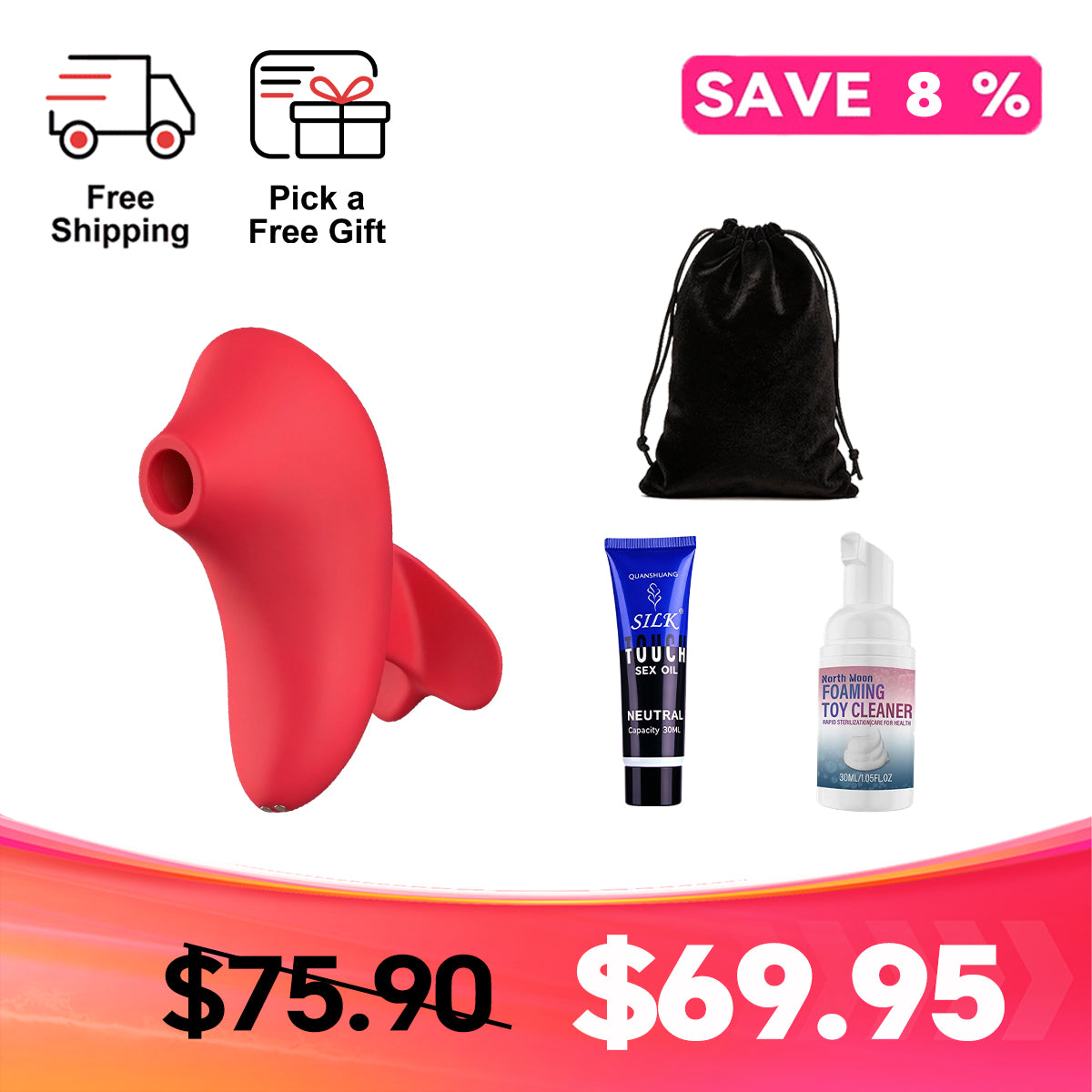 Fingeria Mini Air-Pulse Suction Massager with Easy-Grip