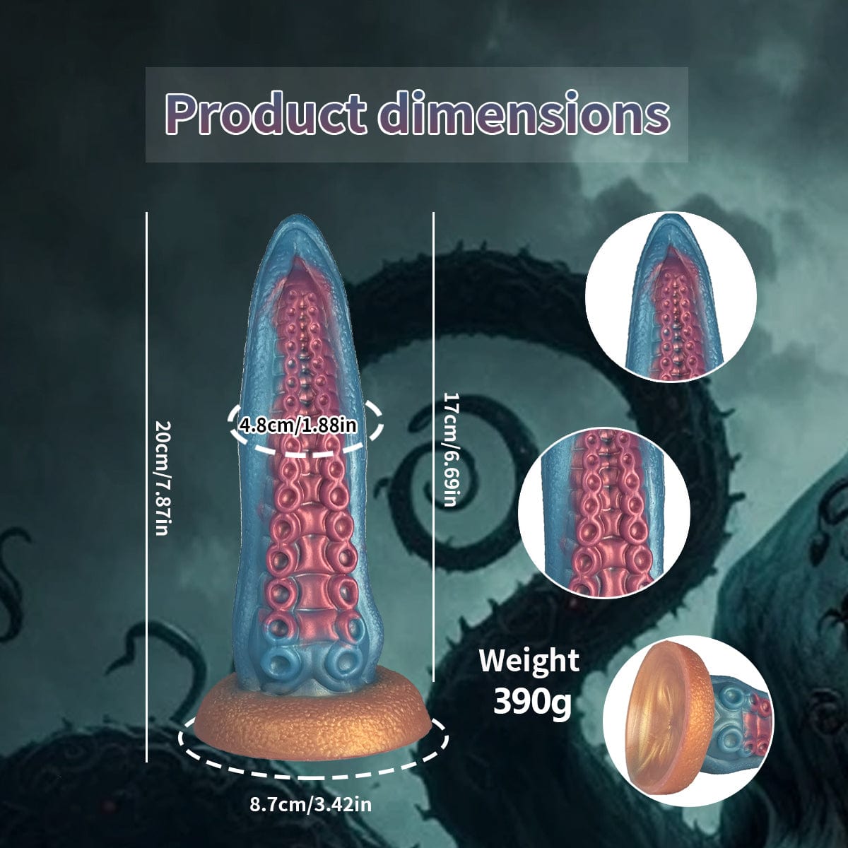 6.69‘’ Ocean Blue Octopus Tentacle Silicone Anal Dilator Fantasy Dildo-IntimiLife