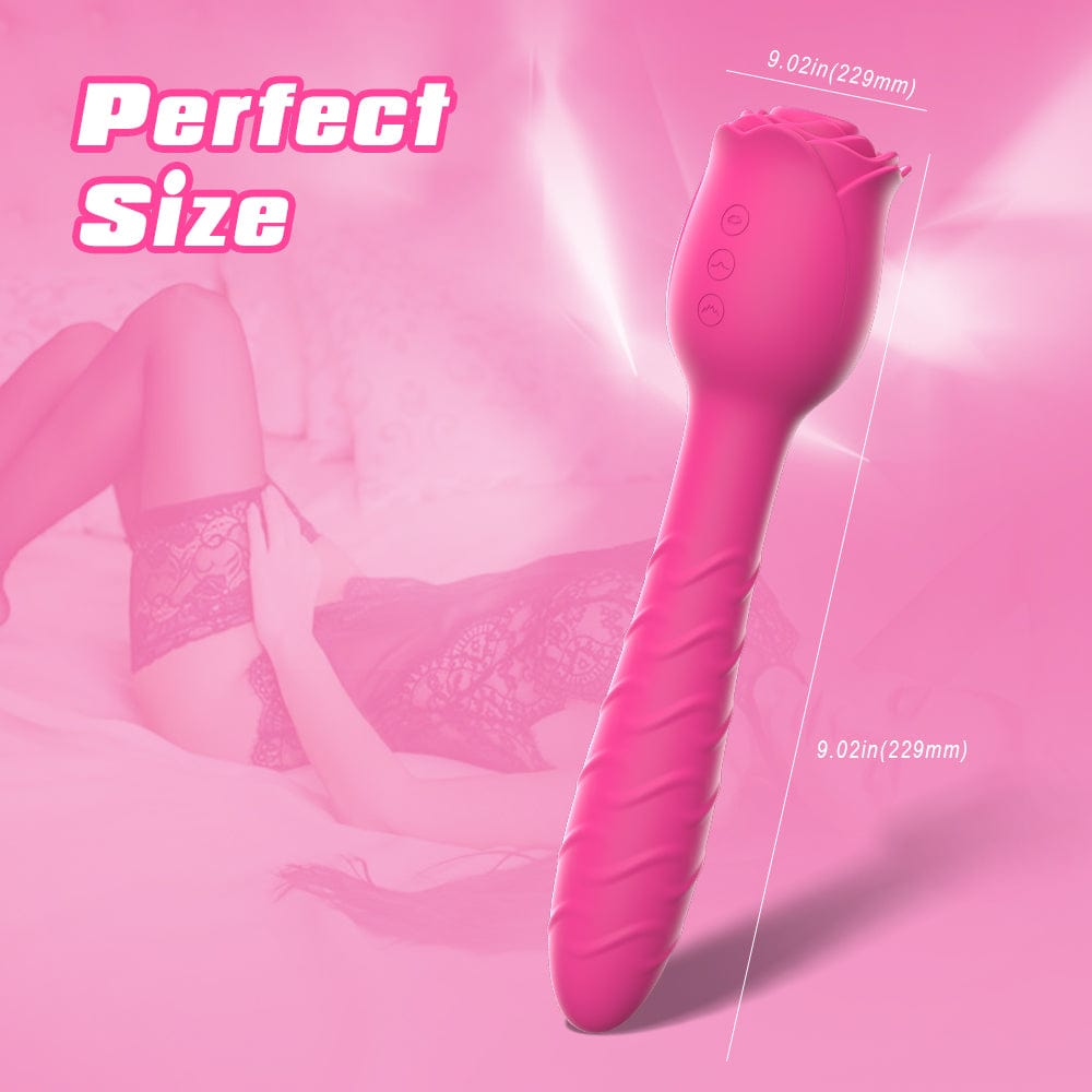 intimilife - D3621 Scarlet 3-in-1 Telescopic Sucking And Shocking Handle Rose Vibrator-IntimiLife