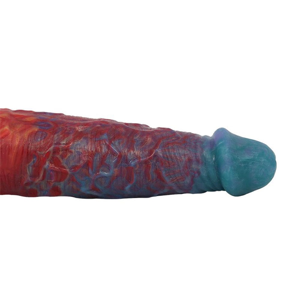 Colorful double-ended silicone anal plug dildo showing vibrant multicolor design