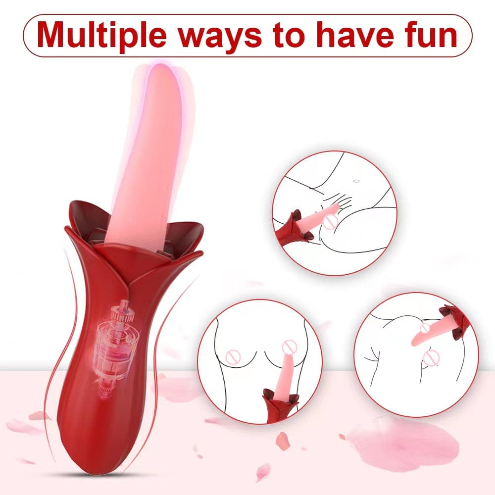 intimilife - Rose Tongue Vibrating Stick Vaginal Licking Clitoris Stimulator-IntimiLife