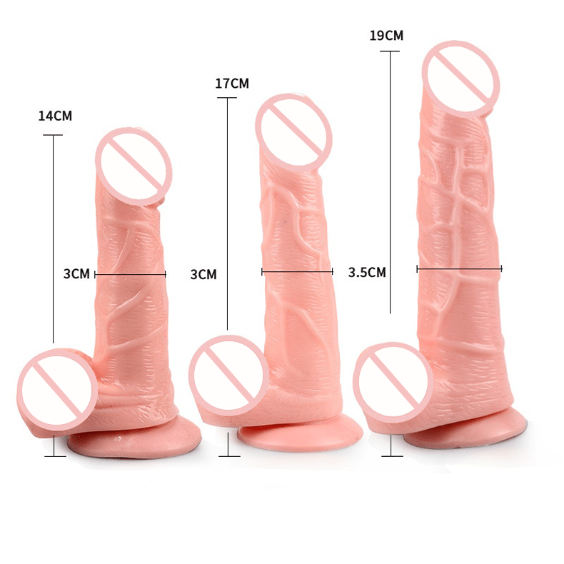 Body-safe silicone dildo with realistic details and soft surface