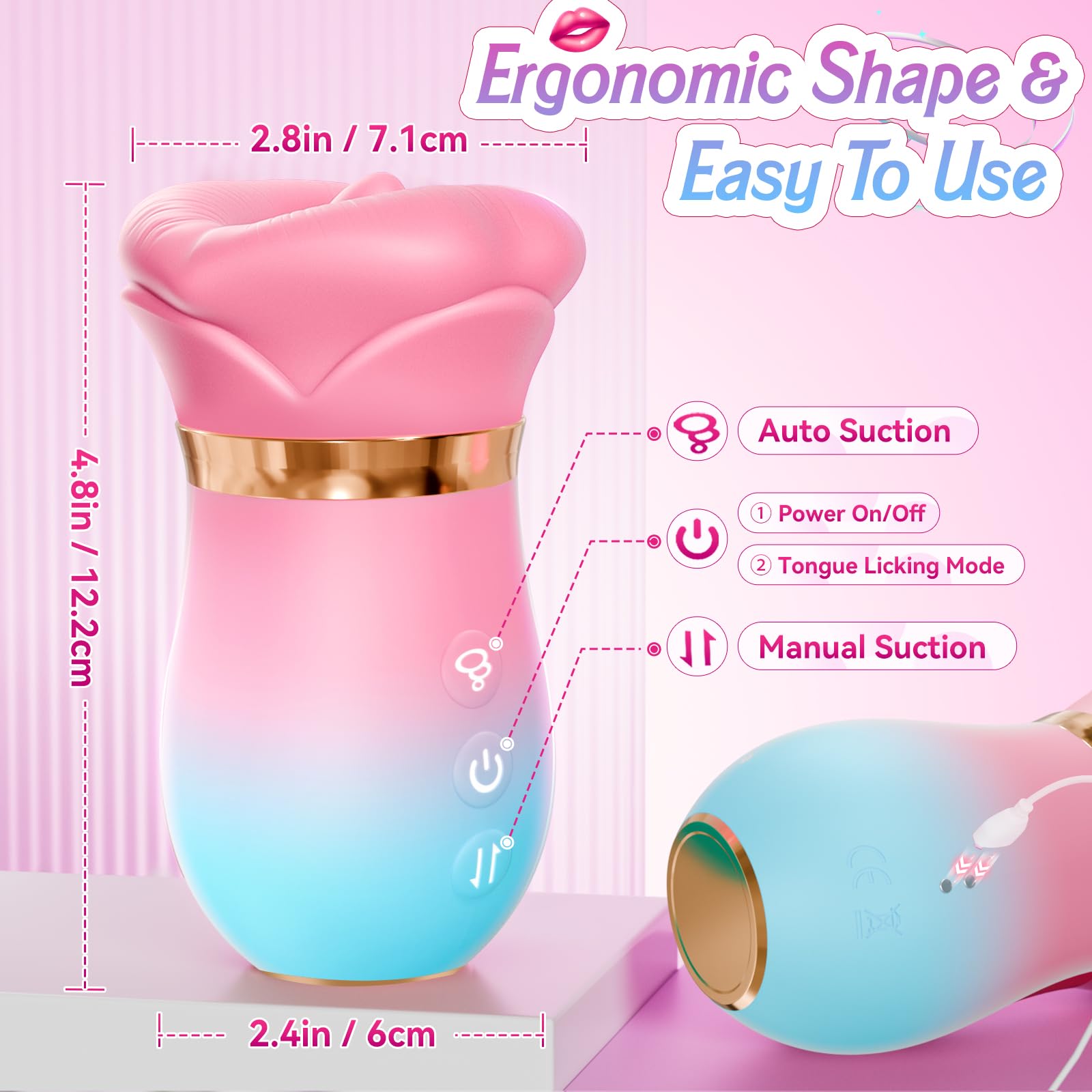 External-Focused Duo: KissMaster App-Controlled Massager + Rose Suction Toy