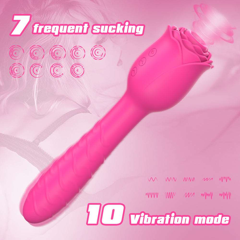 intimilife - D3621 Scarlet 3-in-1 Telescopic Sucking And Shocking Handle Rose Vibrator-IntimiLife