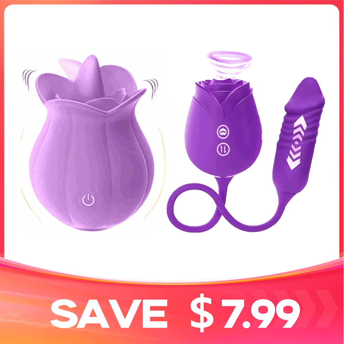 Mlem - 10 Speeds Purple Rose Tongue Massager color or variant view