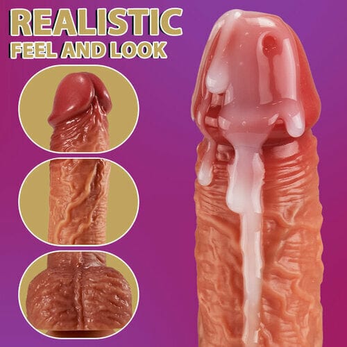 Waterproof silicone dildo with thrusting function and charging port