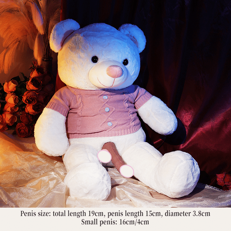 Teddy bear plush sex machine showing soft fabric exterior and discreet design