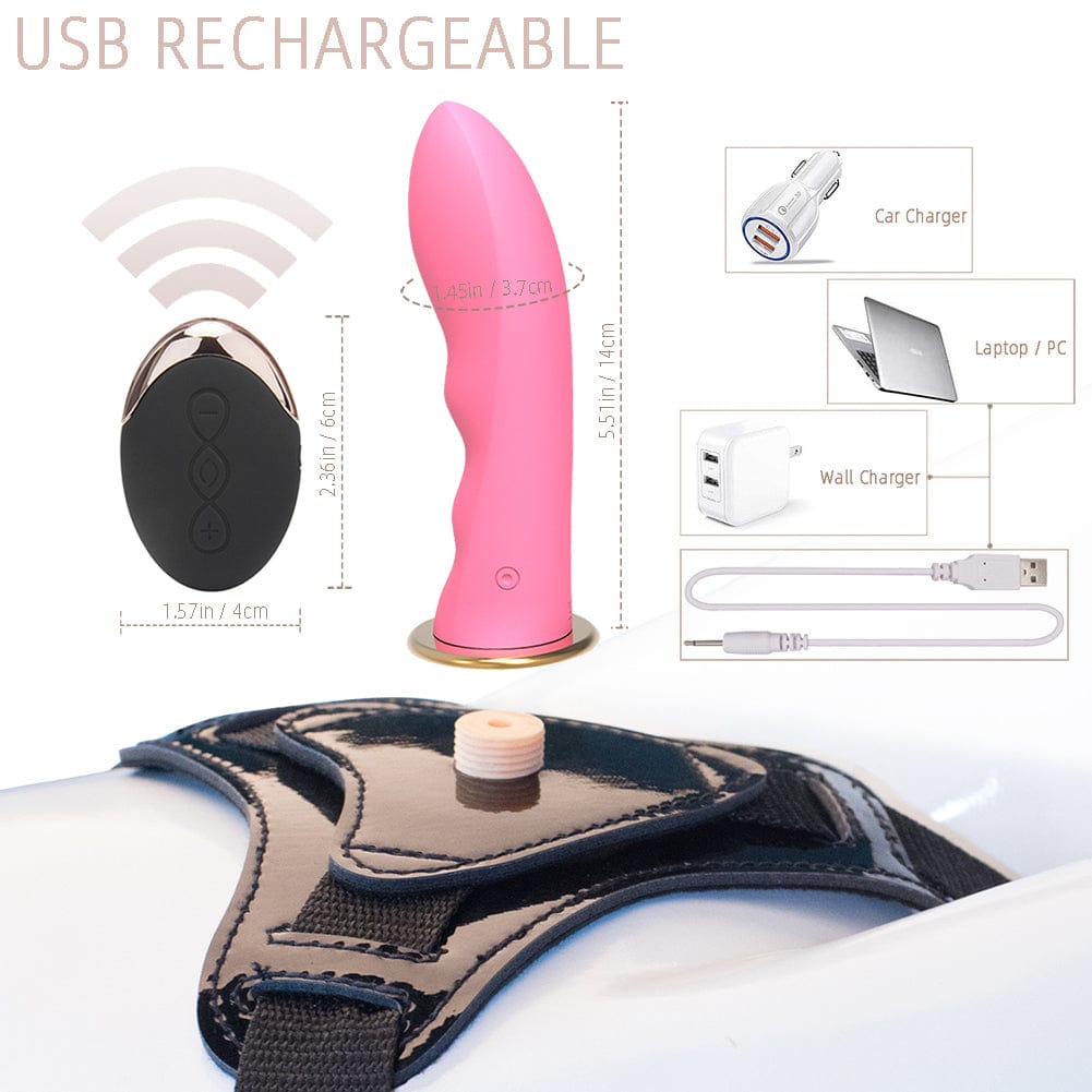 5.51���� Wireless Remote USB Rechargeable Strap On Dildo-IntimiLife
