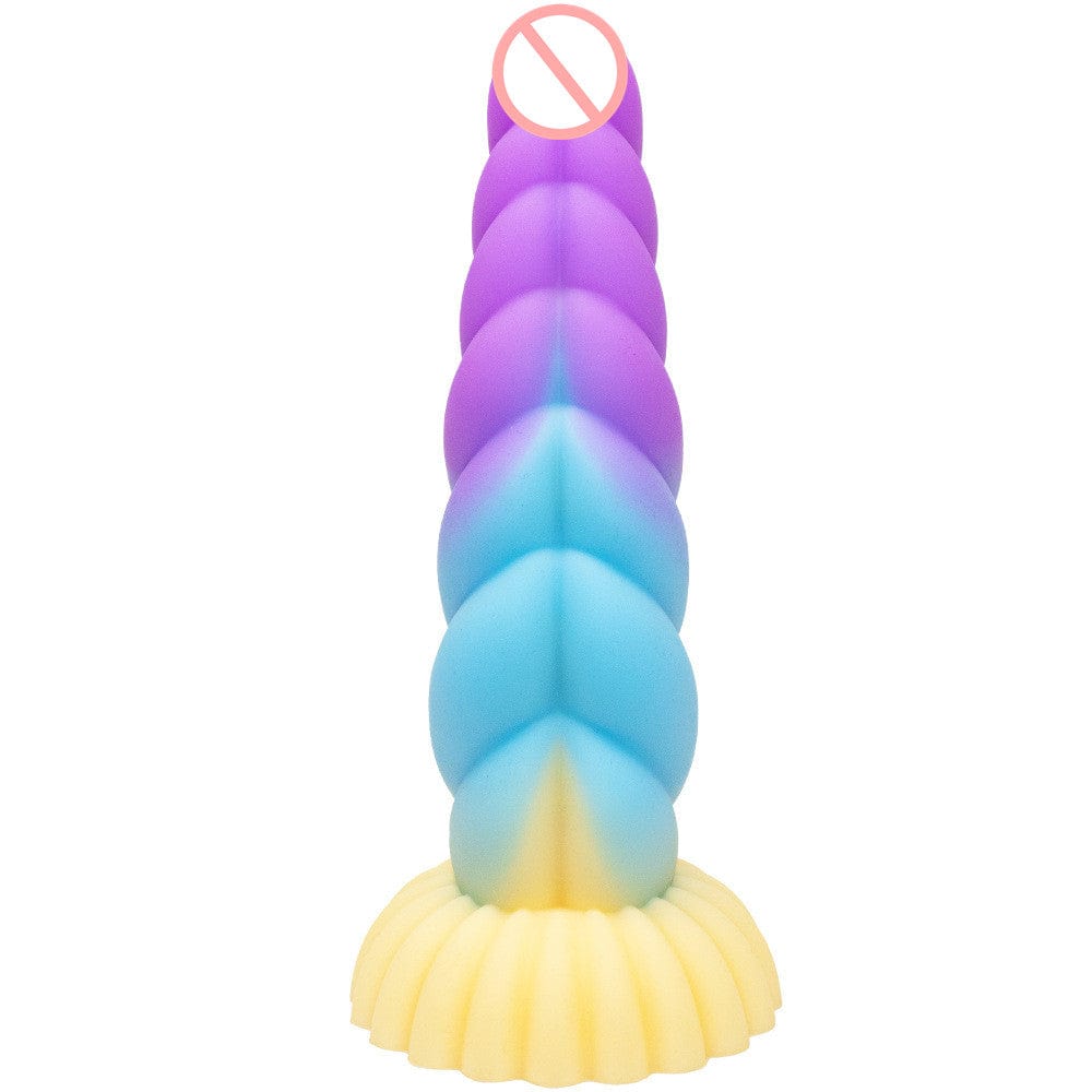9.05‘’ Colorful Braid Dildo Vibrator Liquid Silicone Anal Plug-IntimiLife