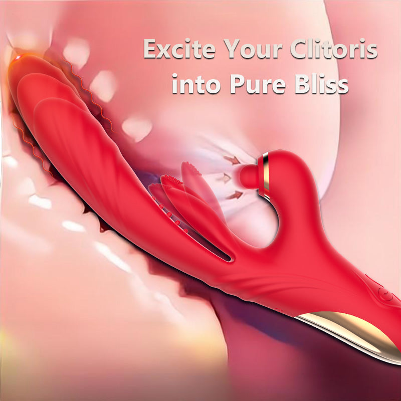 4-in-1 thrusting vibrator showing all functions and sleek design