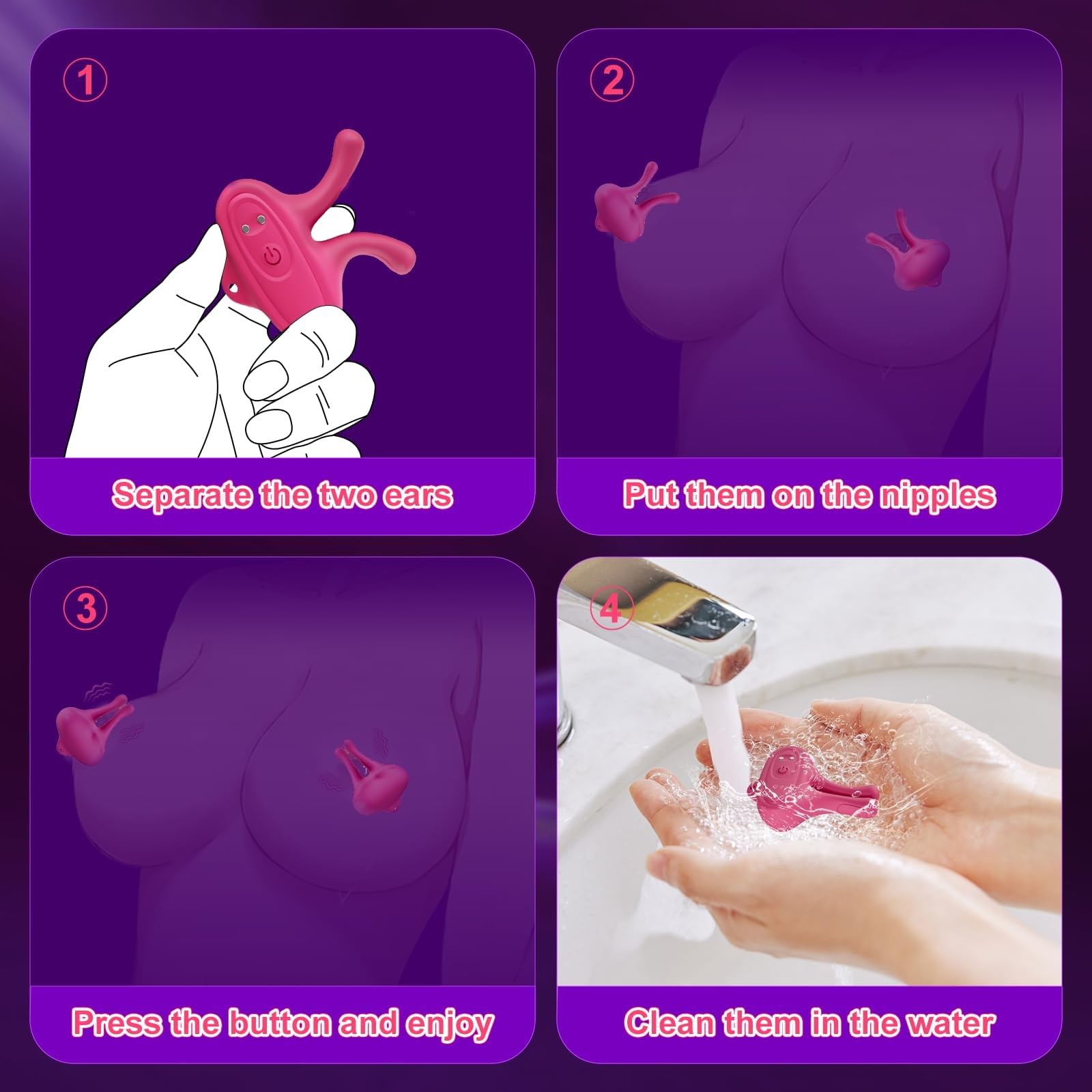 Close-up of soft silicone clamps with 9 vibration mode controls visible
