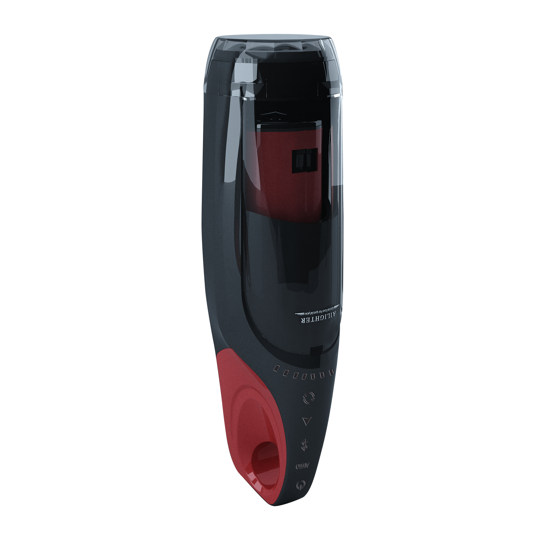 Close-up of heated male pleasure device with control buttons
