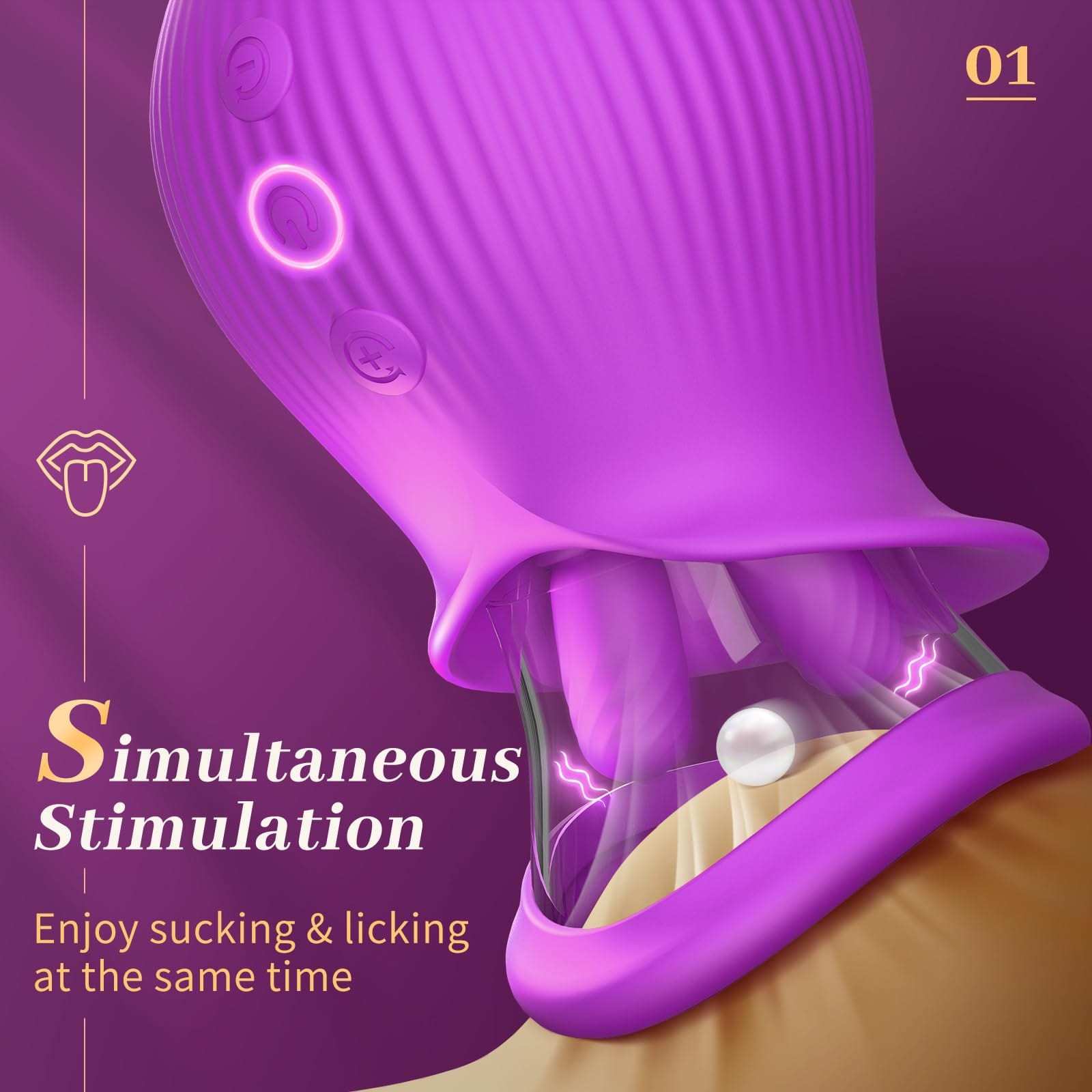 intimilife - Rose Romeo - 3in1 Rose Sex Toy with 2 Suction Cups Adult Toys Female Clitoral Nipple Vibrators with 10 Licking Sucking Vibrating-IntimiLife