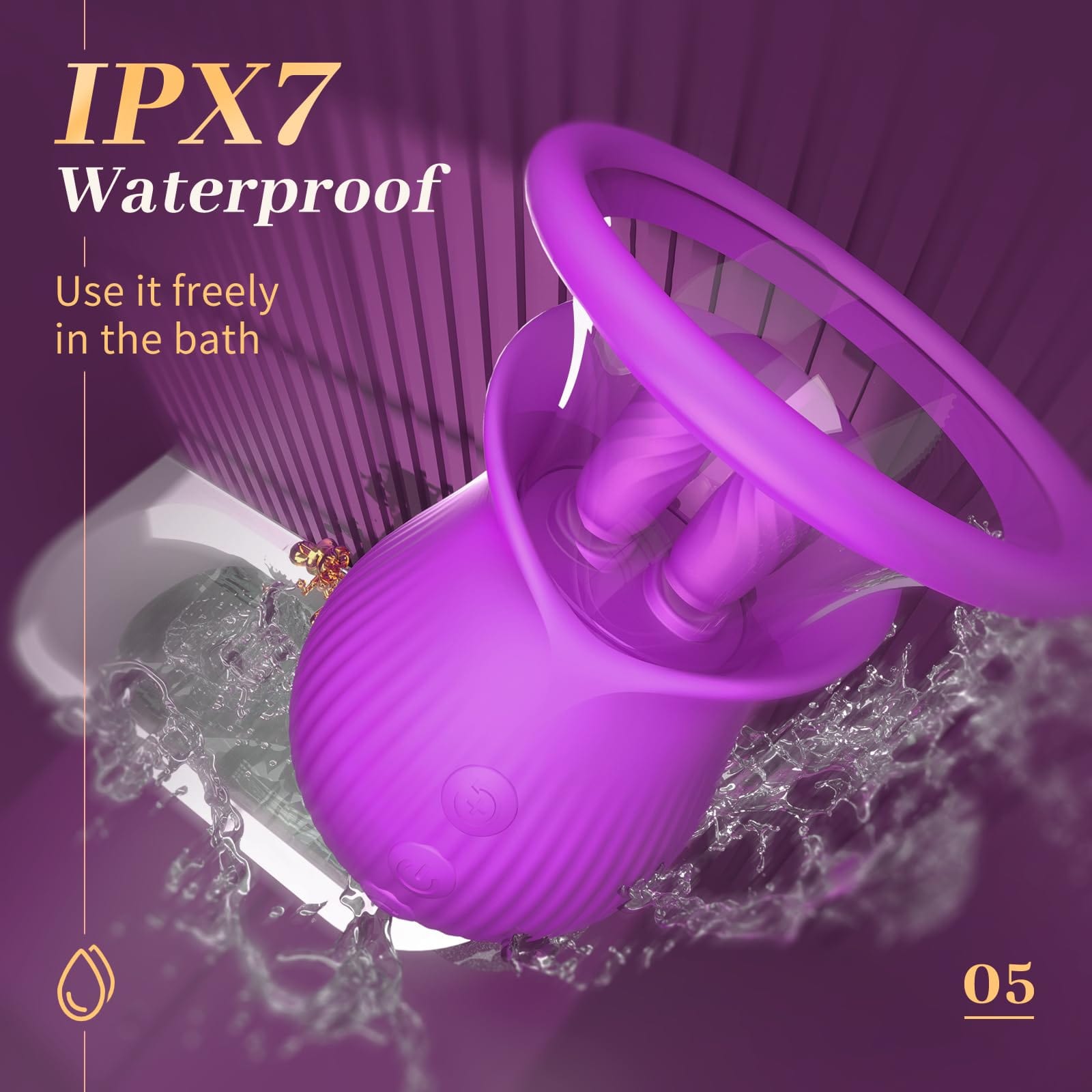 intimilife - Rose Romeo - 3in1 Rose Sex Toy with 2 Suction Cups Adult Toys Female Clitoral Nipple Vibrators with 10 Licking Sucking Vibrating-IntimiLife