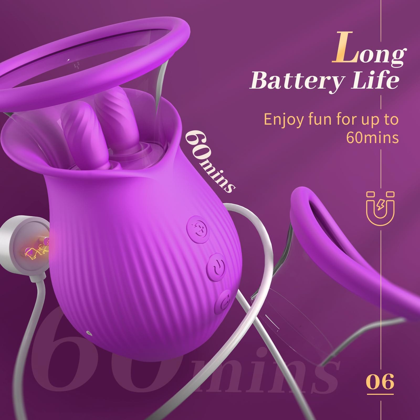 intimilife - Rose Romeo - 3in1 Rose Sex Toy with 2 Suction Cups Adult Toys Female Clitoral Nipple Vibrators with 10 Licking Sucking Vibrating-IntimiLife