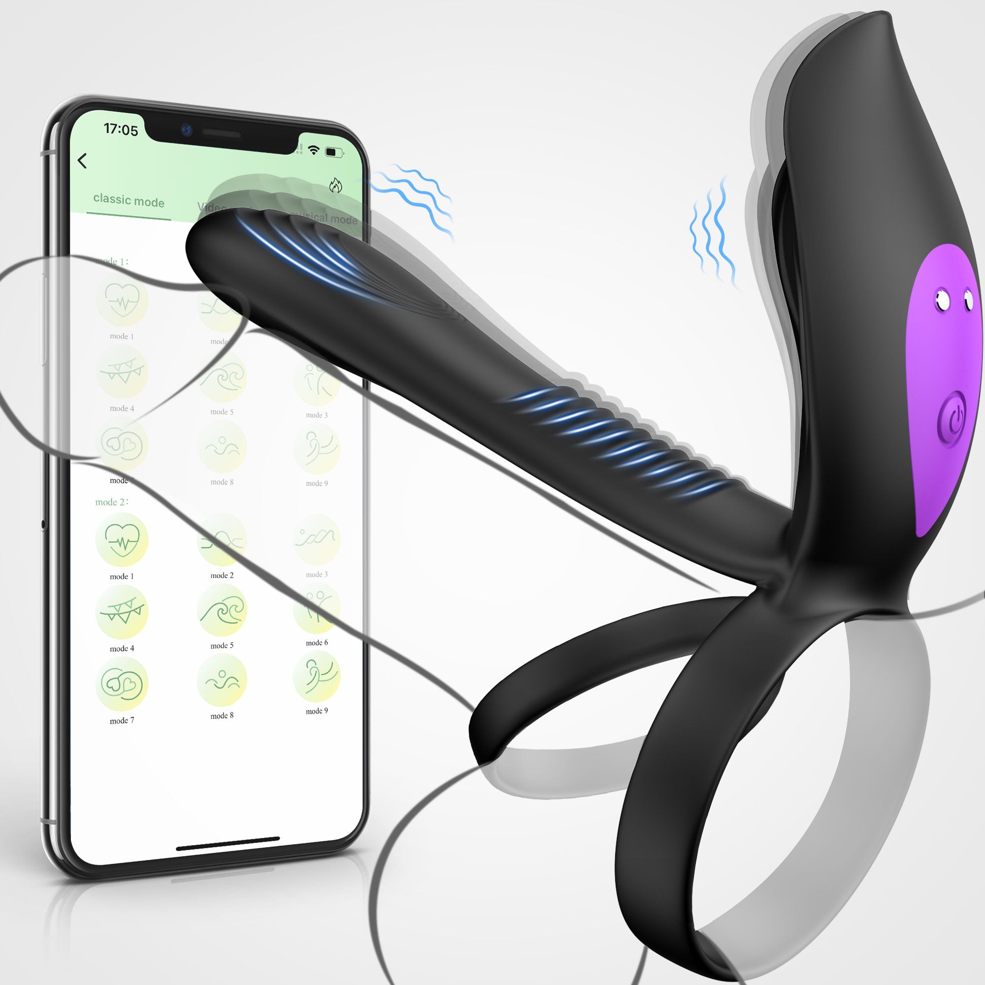 Vibrating penis ring in use highlighting ergonomic comfort and powerful motor