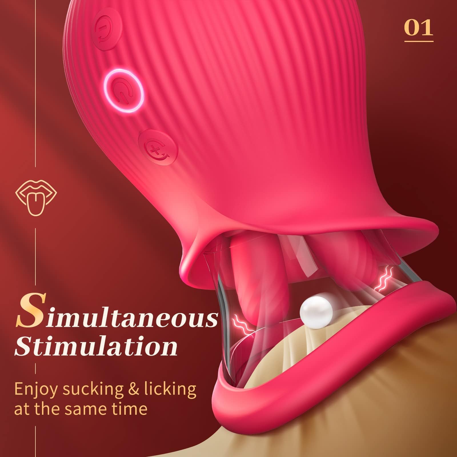 intimilife - Rose Romeo - 3in1 Rose Sex Toy with 2 Suction Cups Adult Toys Female Clitoral Nipple Vibrators with 10 Licking Sucking Vibrating-IntimiLife