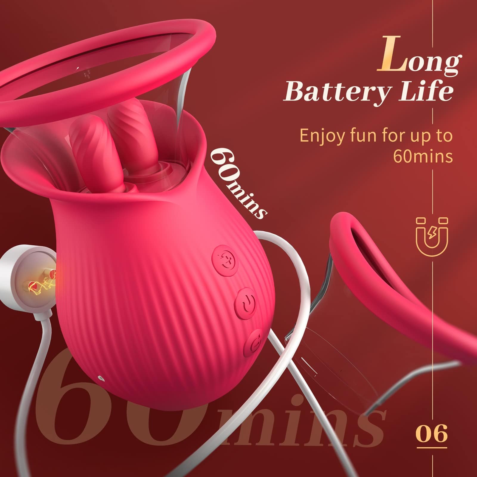 intimilife - Rose Romeo - 3in1 Rose Sex Toy with 2 Suction Cups Adult Toys Female Clitoral Nipple Vibrators with 10 Licking Sucking Vibrating-IntimiLife