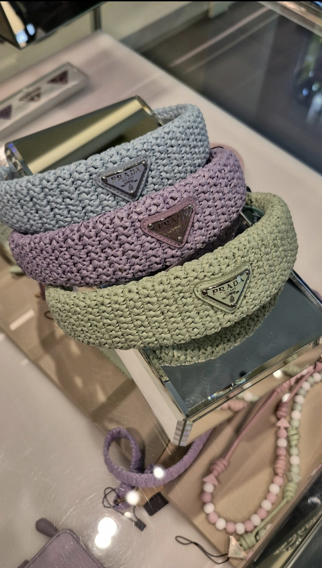 Prada Logo Plaque Crochet Headband