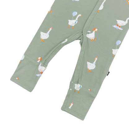 Snap closures on silly goose romper pajamas