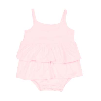 Spaghetti Strap Ruffle Romper in Sakura