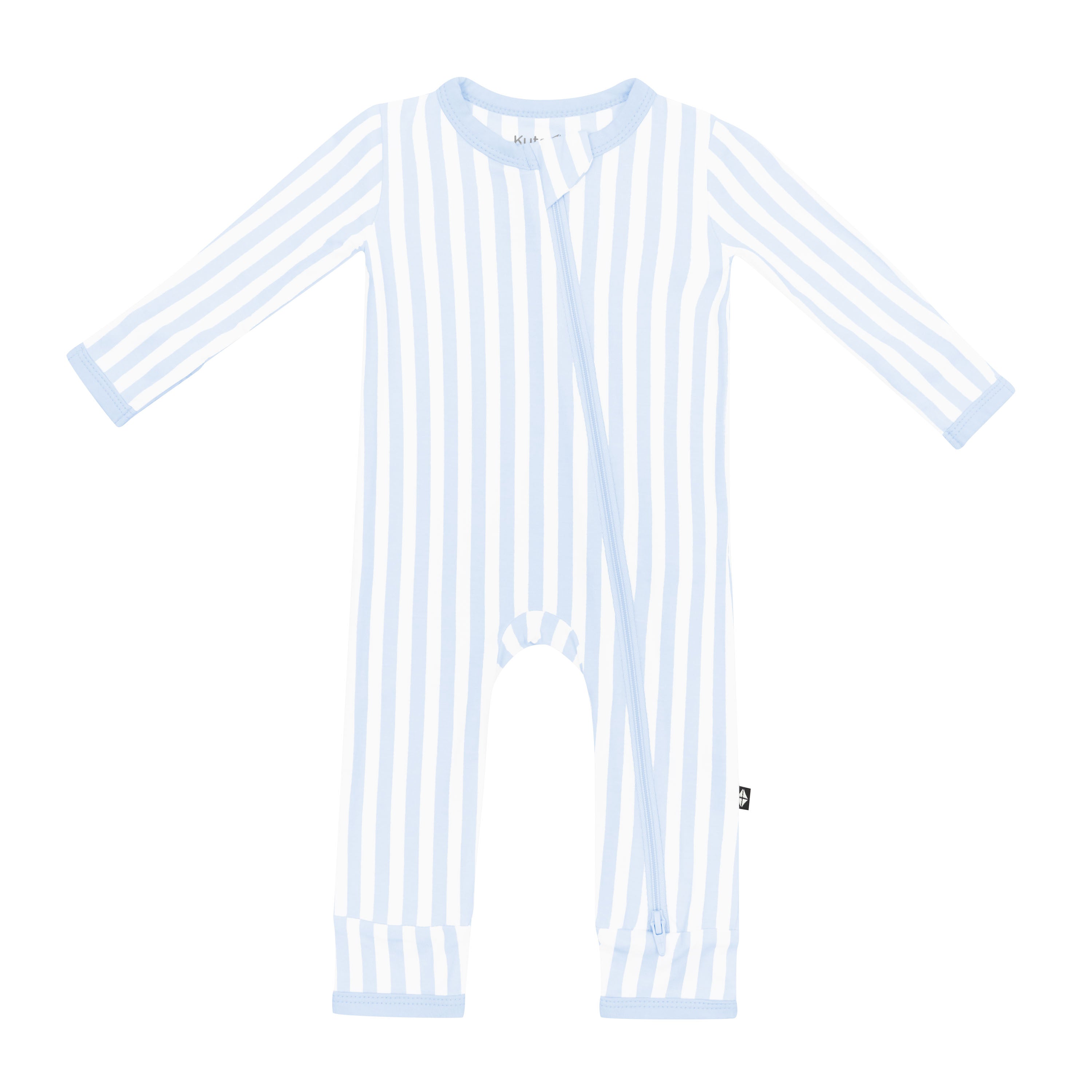 Product photo of Kyte Baby's Zippered Romper in Small Mist Stripe