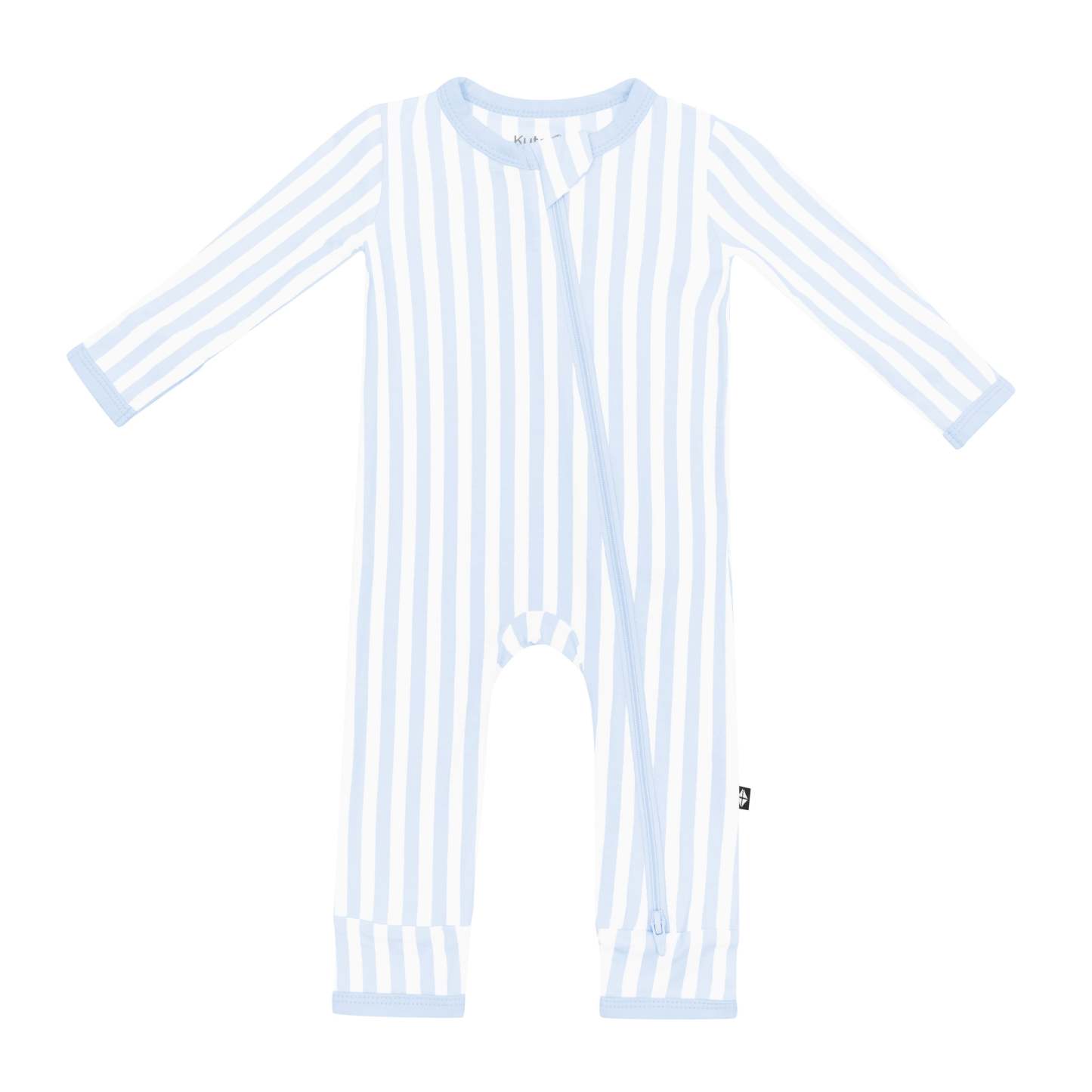 Product photo of Kyte Baby's Zippered Romper in Small Mist Stripe