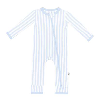 Product photo of Kyte Baby's Zippered Romper in Small Mist Stripe