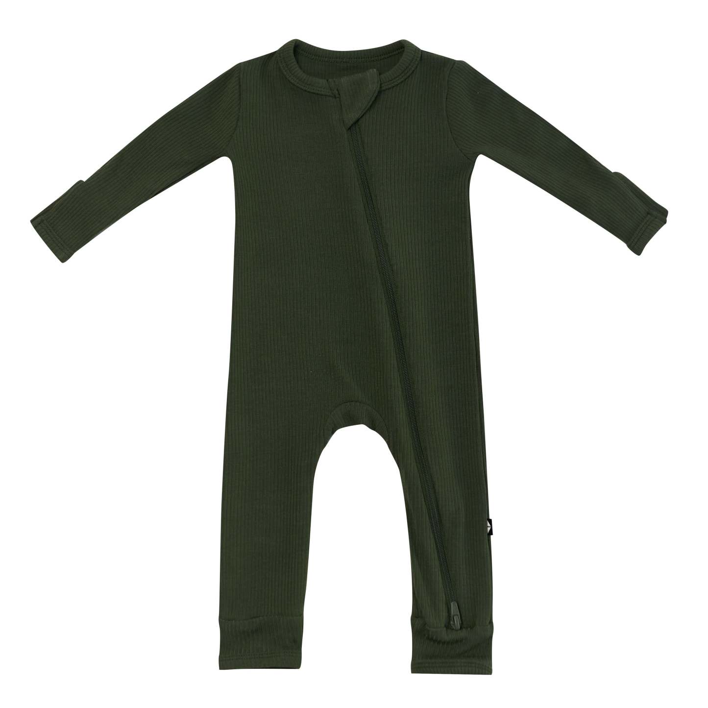 Product photo of the Ribbed Zipper Romper in Fir