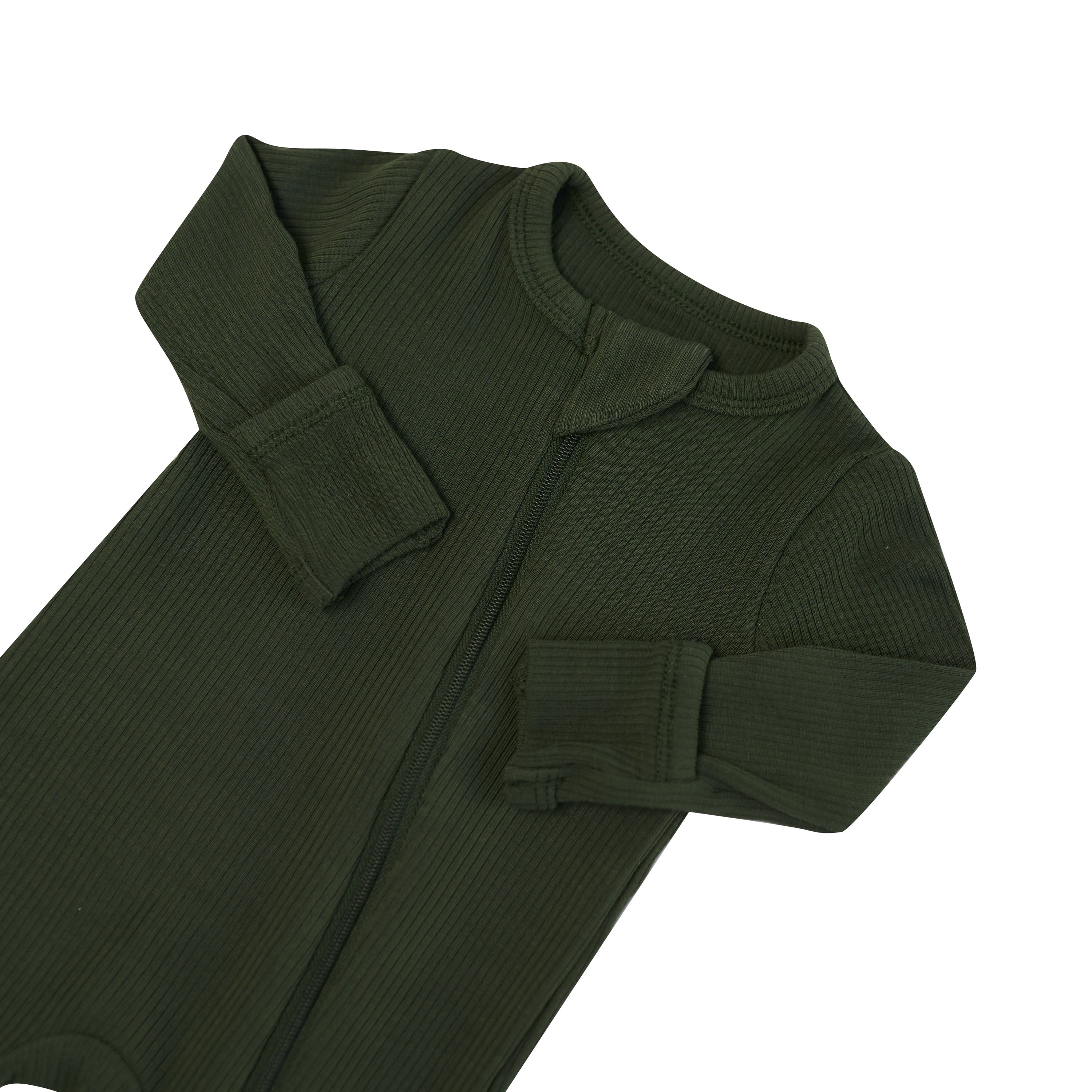 Close up of the zipper garage and fold over hand cuffs