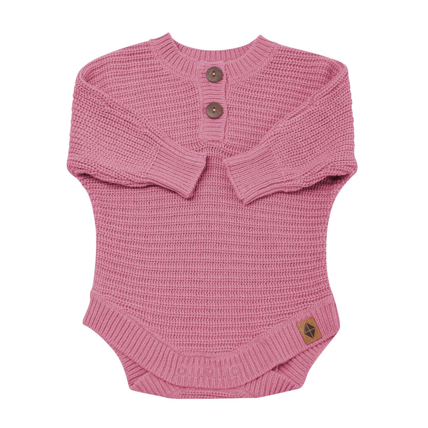 Chunky Knit Romper in Apple Blossom shown with the arms folded inwards