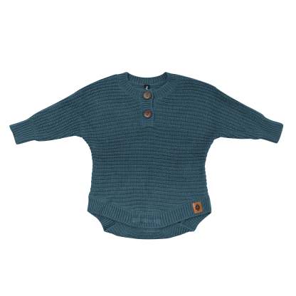 Product photo of the Chunky Knit Romper in Atlantic