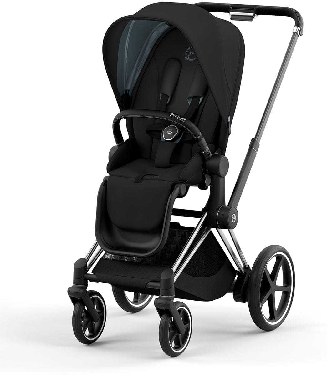 Cybex ePriam 2 Electronic Assist Stroller (One Box) - Chrome / Black / Deep Black - 521004205