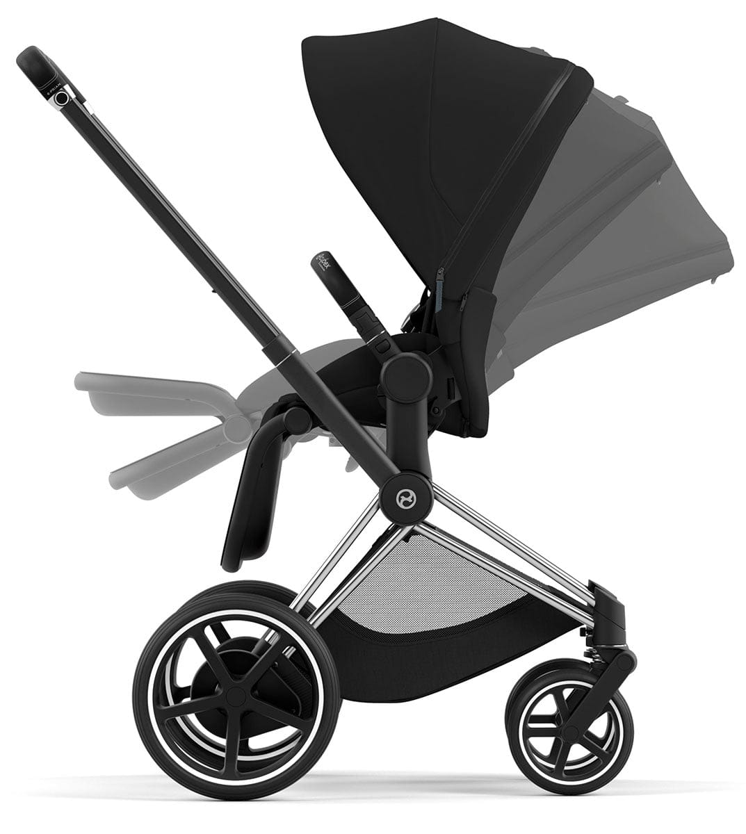 Cybex ePriam 2 Electronic Assist Stroller (One Box) - Chrome / Black / Deep Black - 521004205