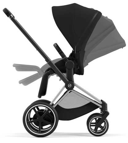 Cybex ePriam 2 Electronic Assist Stroller (One Box) - Chrome / Black / Deep Black - 521004205
