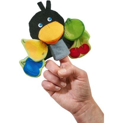 Orchard Fabric Baby Book with Raven Finger Puppet - HABA USA