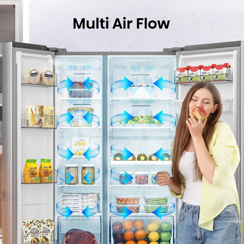 Hisense RS840N4WCE Freestanding Frost Free American Fridge Freezer Stainless Steel