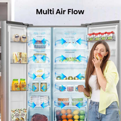 Hisense RS840N4WCE Freestanding Frost Free American Fridge Freezer Stainless Steel