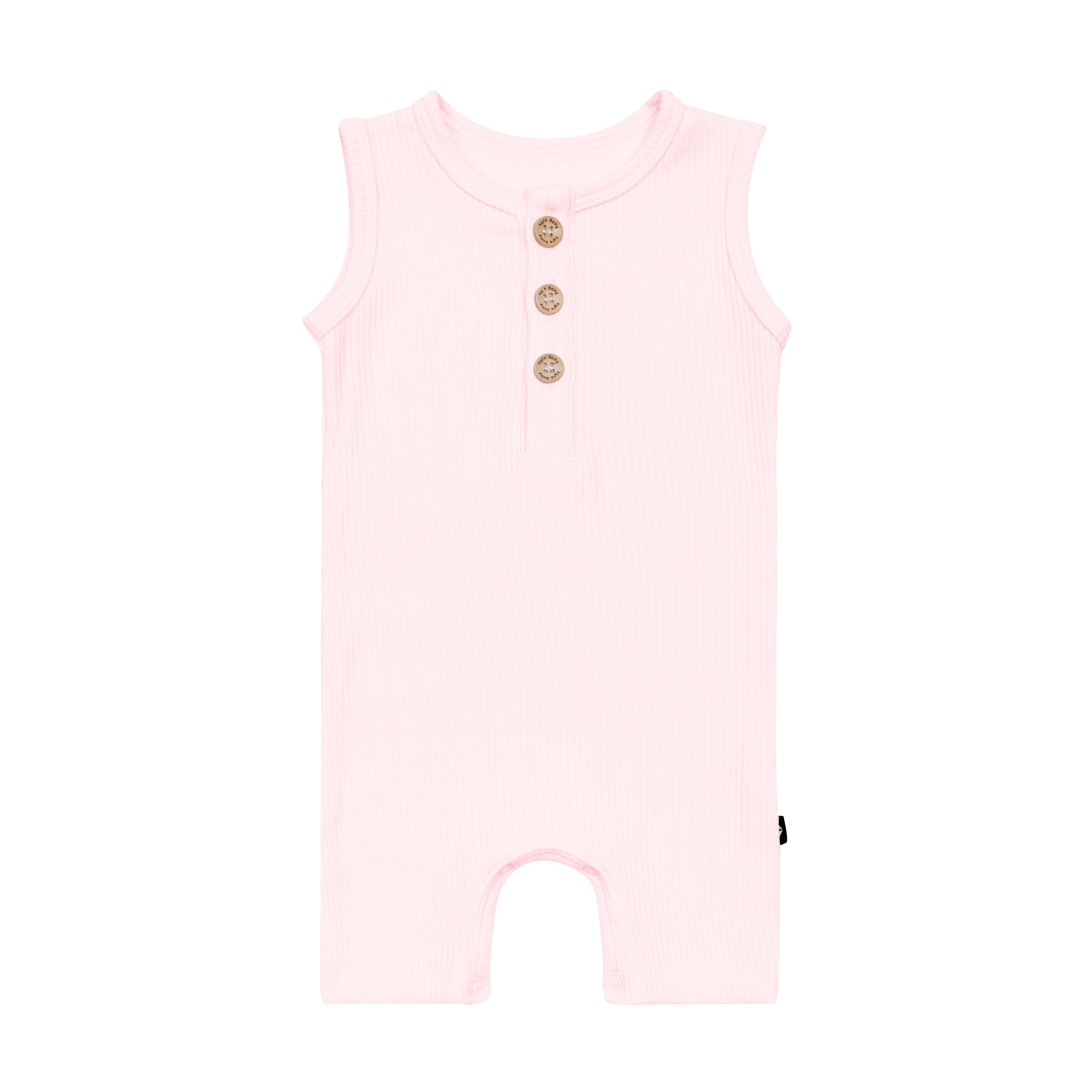 Kyte Baby Ribbed Sleeveless Shortall in Sakura