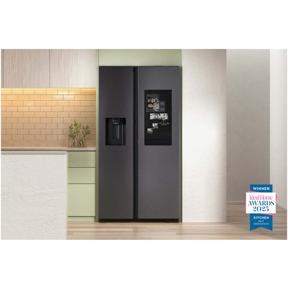 Samsung Bespoke AI RS90F66BEFEU Plumbed American Fridge Freezer with Family Hub Black