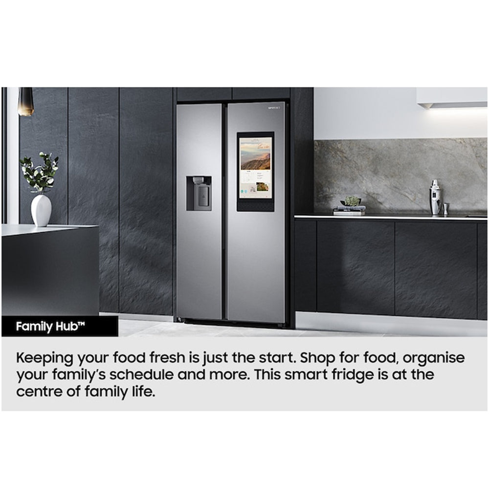 Samsung Bespoke AI RS90F66BEFEU Plumbed American Fridge Freezer with Family Hub Black