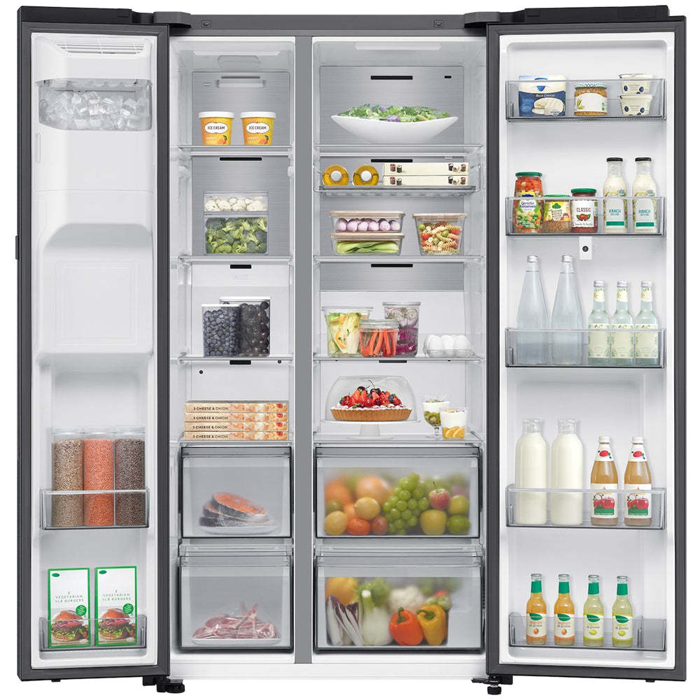 Samsung Bespoke AI RS90F66BEFEU Plumbed American Fridge Freezer with Family Hub Black