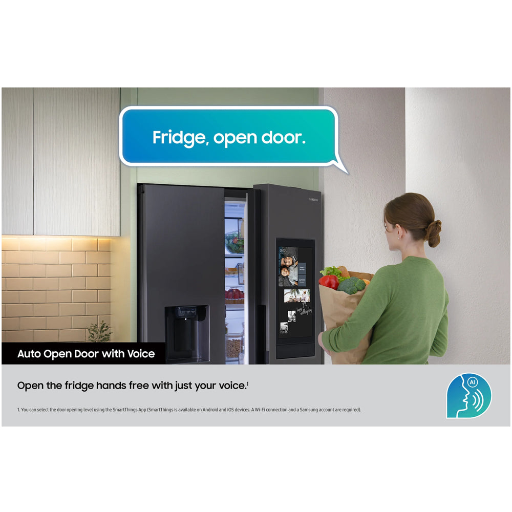 Samsung Bespoke AI RS90F66BEFEU Plumbed American Fridge Freezer with Family Hub Black