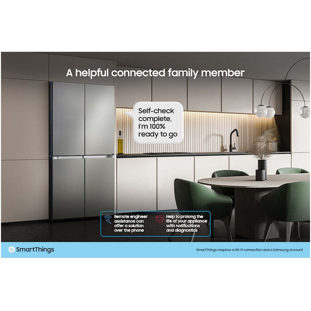 Samsung Bespoke AI RS90F66BEFEU Plumbed American Fridge Freezer with Family Hub Black