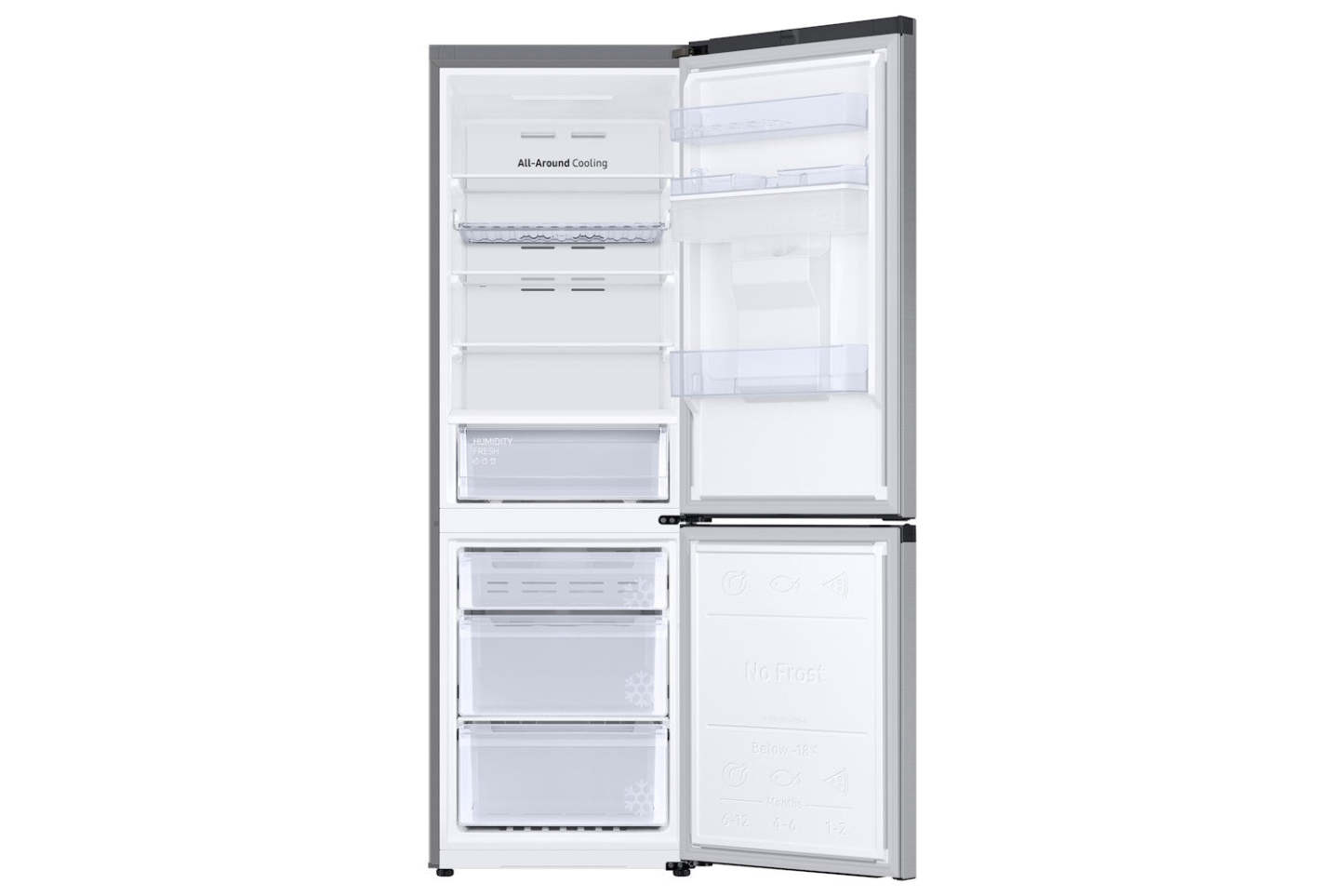 Samsung RB34C632ESAEU 59.5cm 65/35 Split Freestanding Tall Fridge Freezer Silver